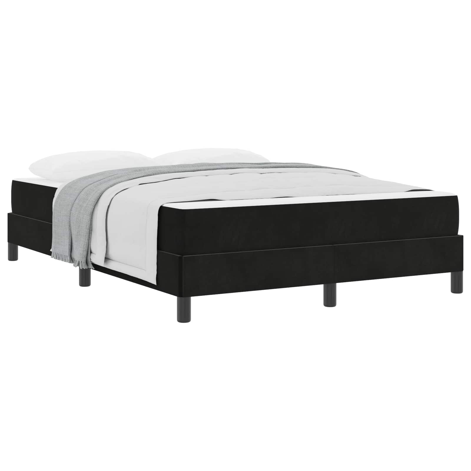 Lit à ressorts avec matelas Noir 160 x 200 cm tissu - XIOS
