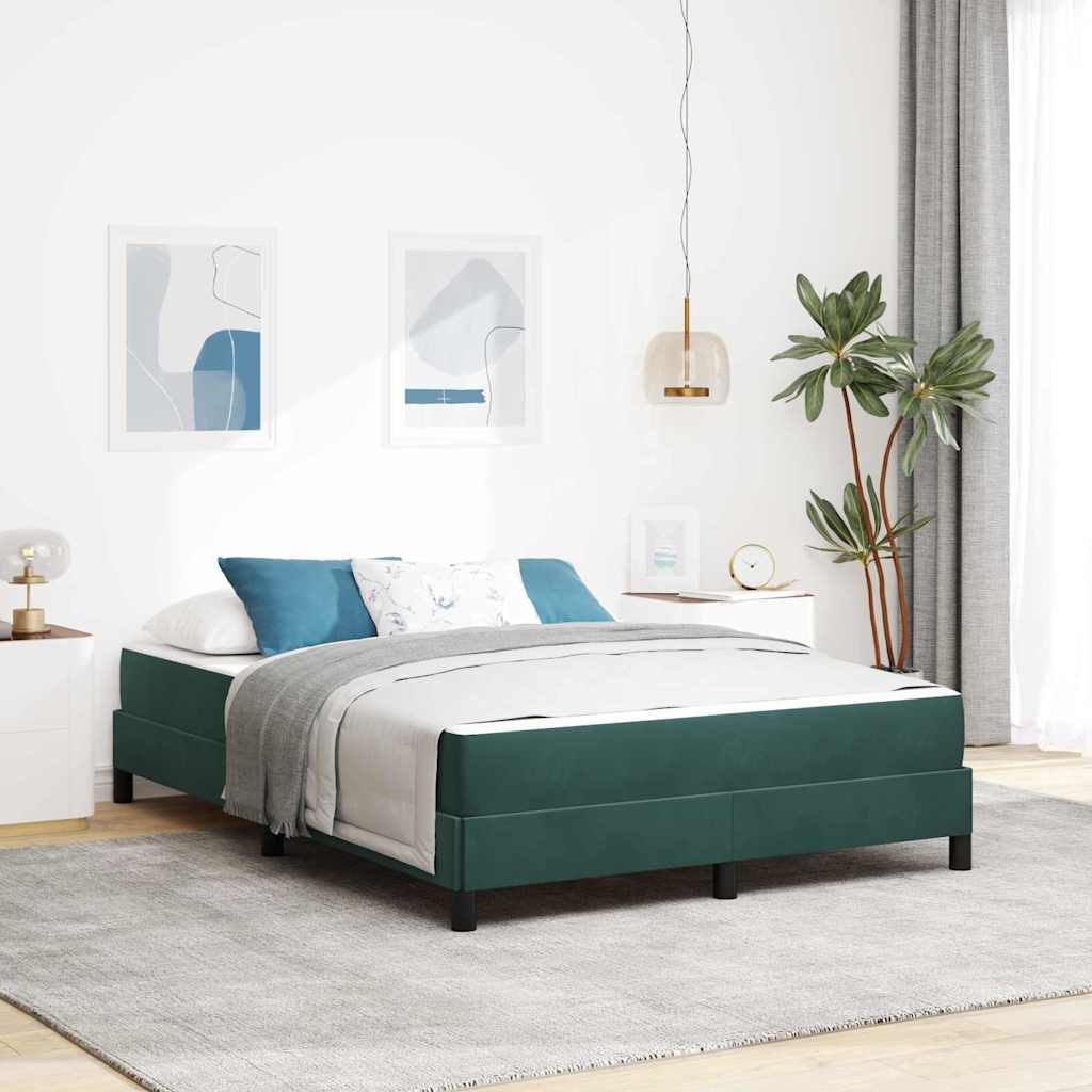 Lit à ressorts avec matelas Vert foncé 160 x 200 cm tissu - XIOS
