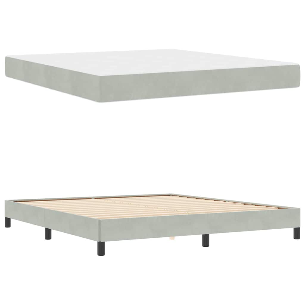 Lit à ressorts avec matelas Gris clair 180 x 200 cm tissu - XIOS