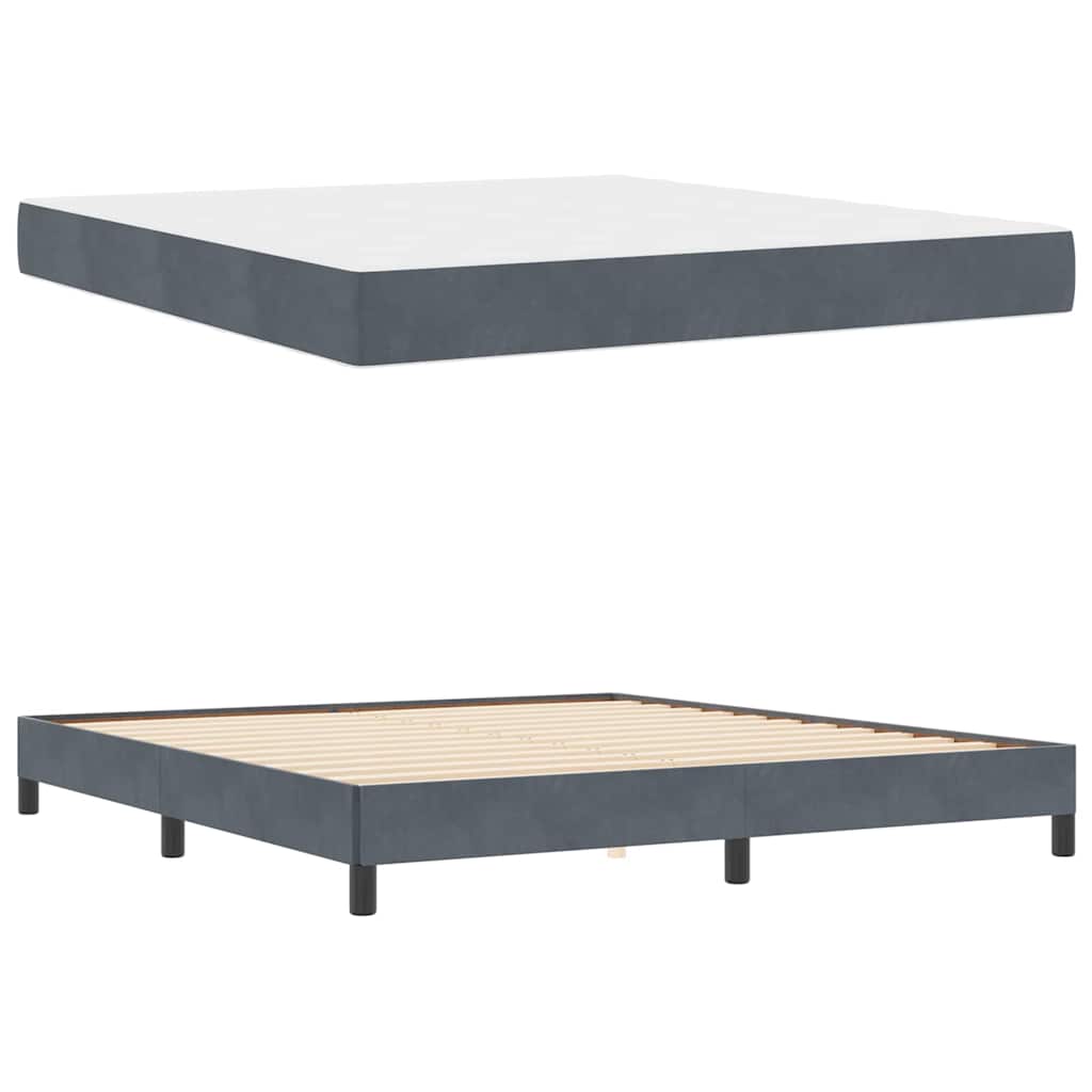 Lit à ressorts avec matelas Gris foncé 180 x 200 cm tissu