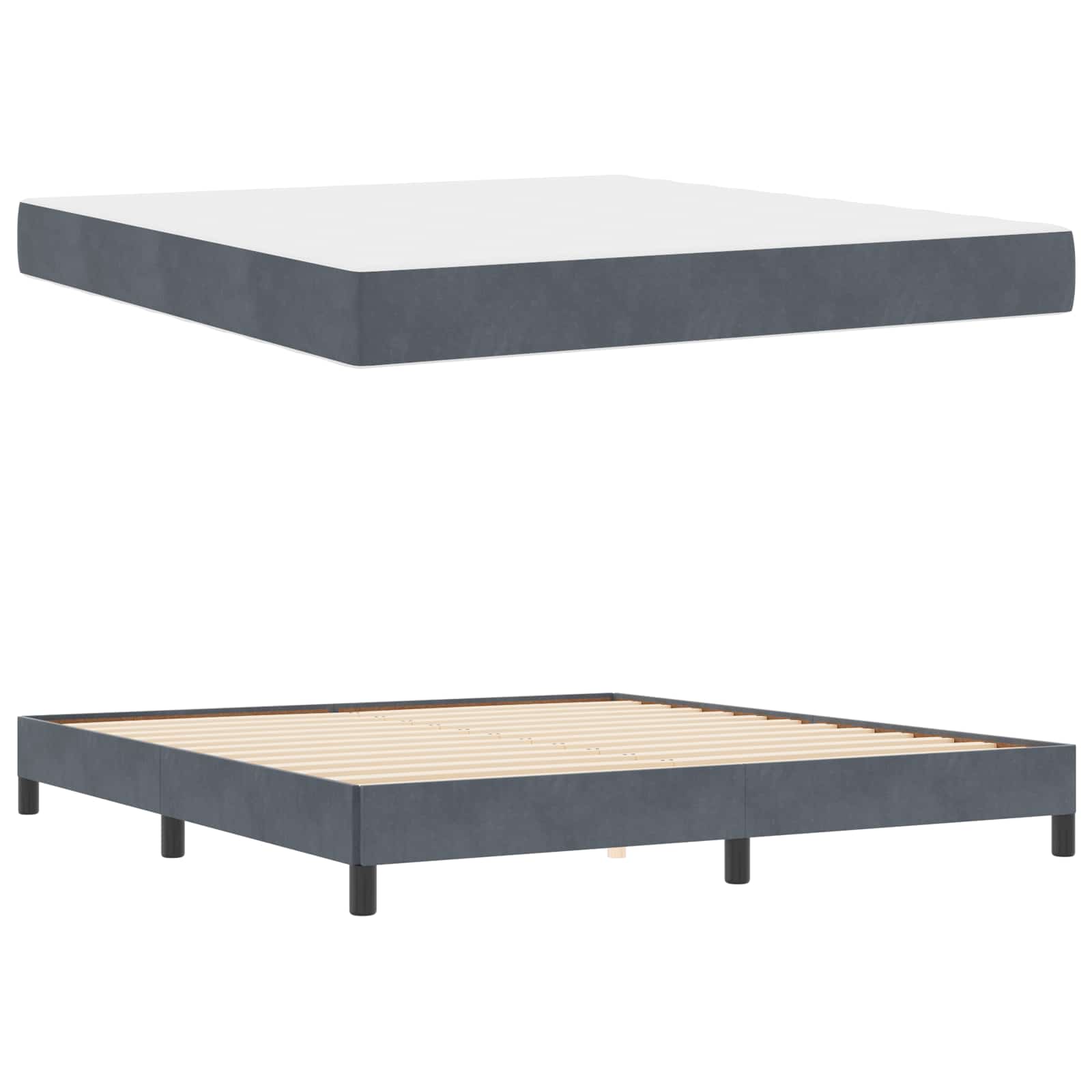Lit à ressorts avec matelas Gris foncé 180 x 200 cm tissu - XIOS