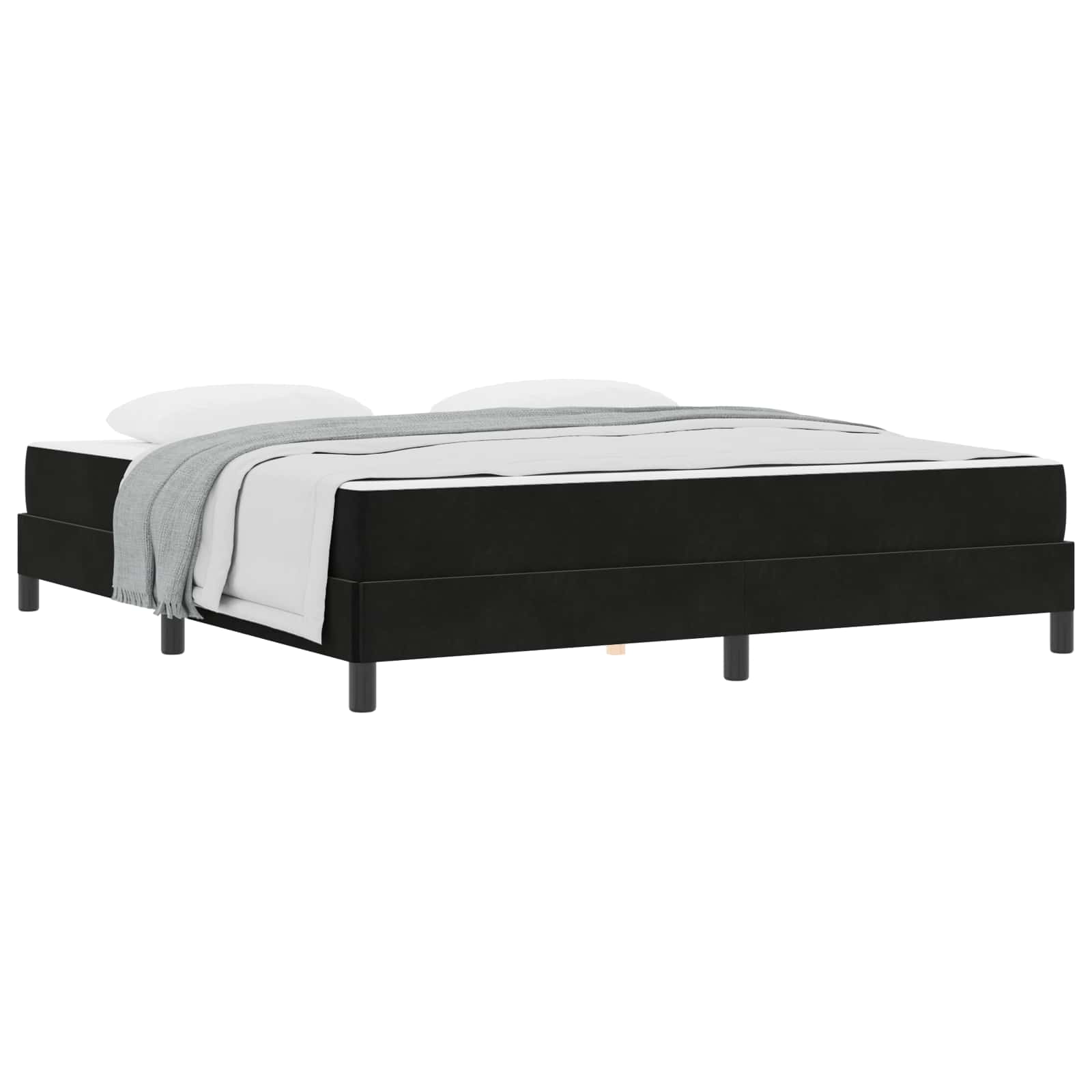 Lit à ressorts avec matelas Noir 180 x 200 cm tissu - XIOS