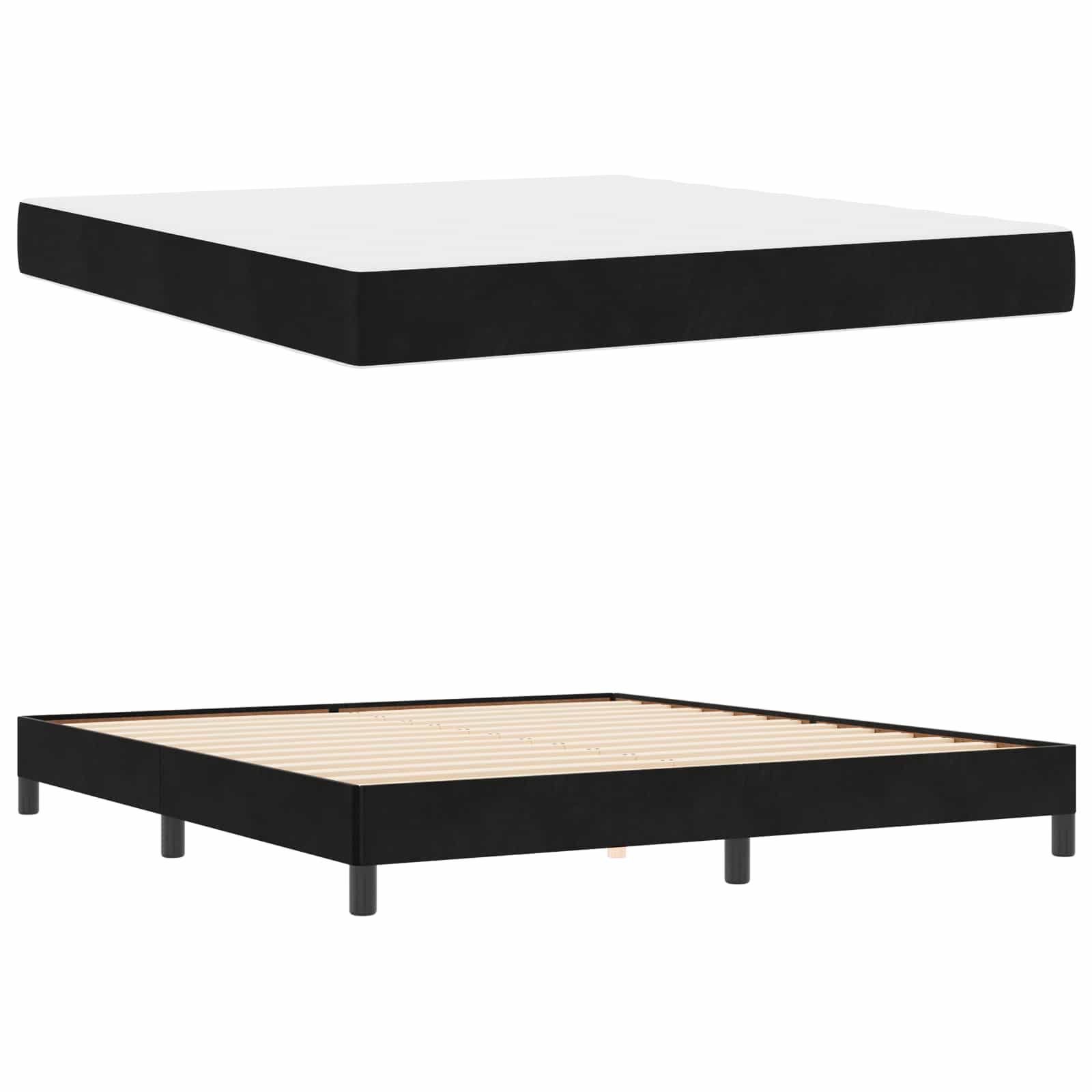 Lit à ressorts avec matelas Noir 180 x 200 cm tissu - XIOS