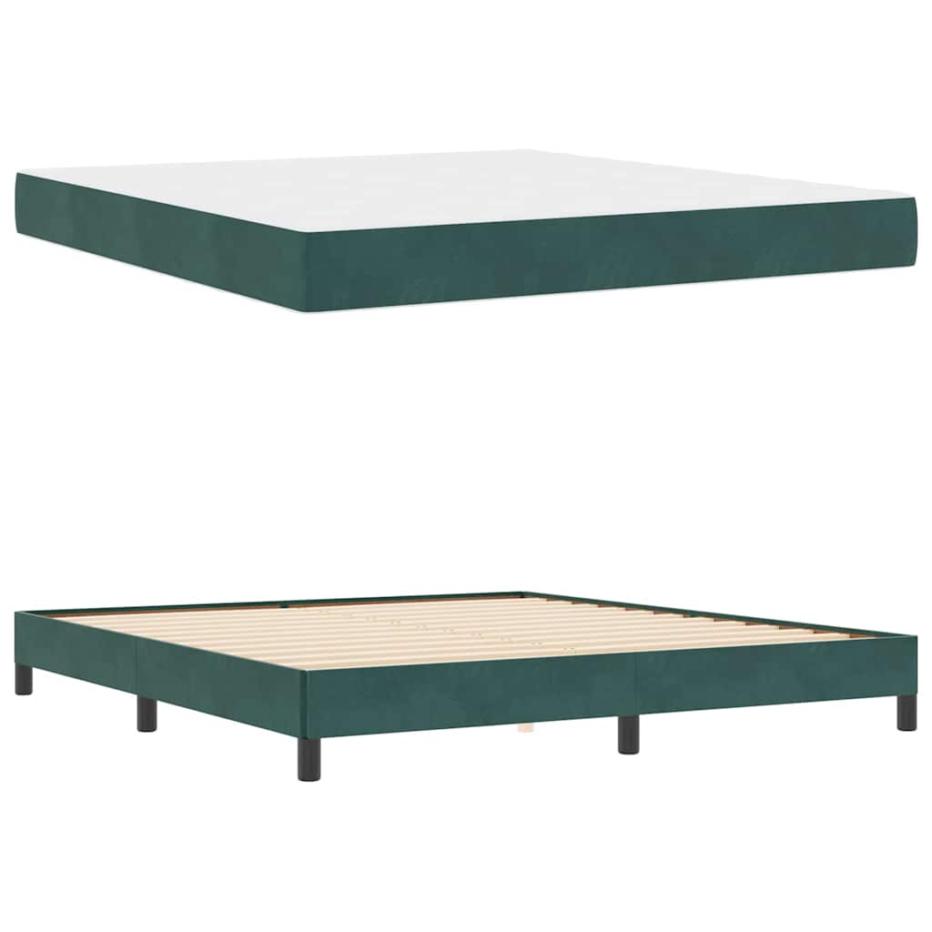 Lit à ressorts avec matelas Vert foncé 180 x 200 cm tissu - XIOS