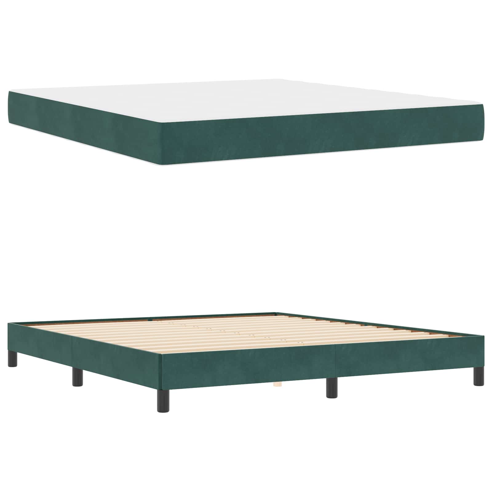 Lit à ressorts avec matelas Vert foncé 180 x 200 cm tissu - XIOS