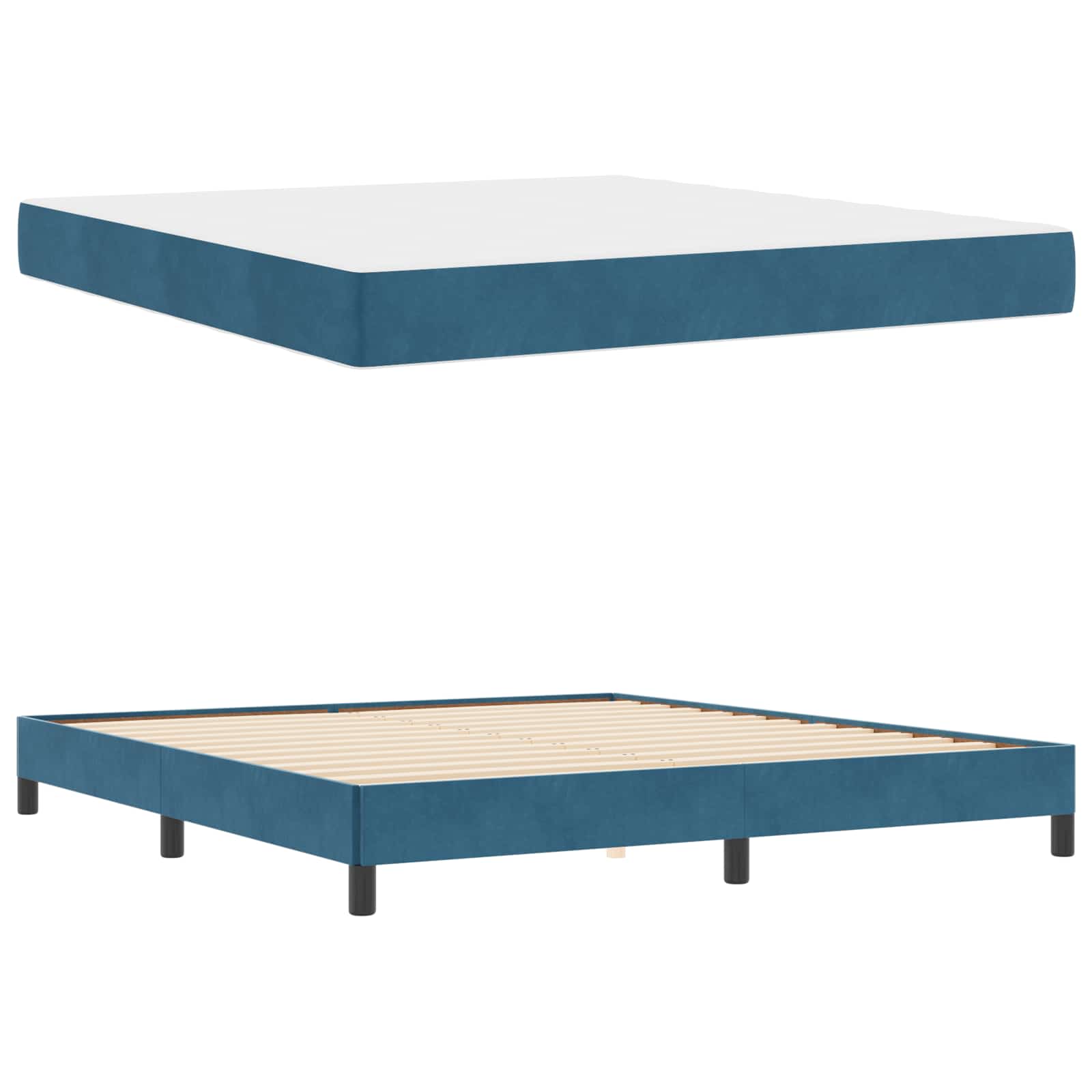 Lit à ressorts avec matelas Bleu foncé 180 x 200 cm tissu - XIOS