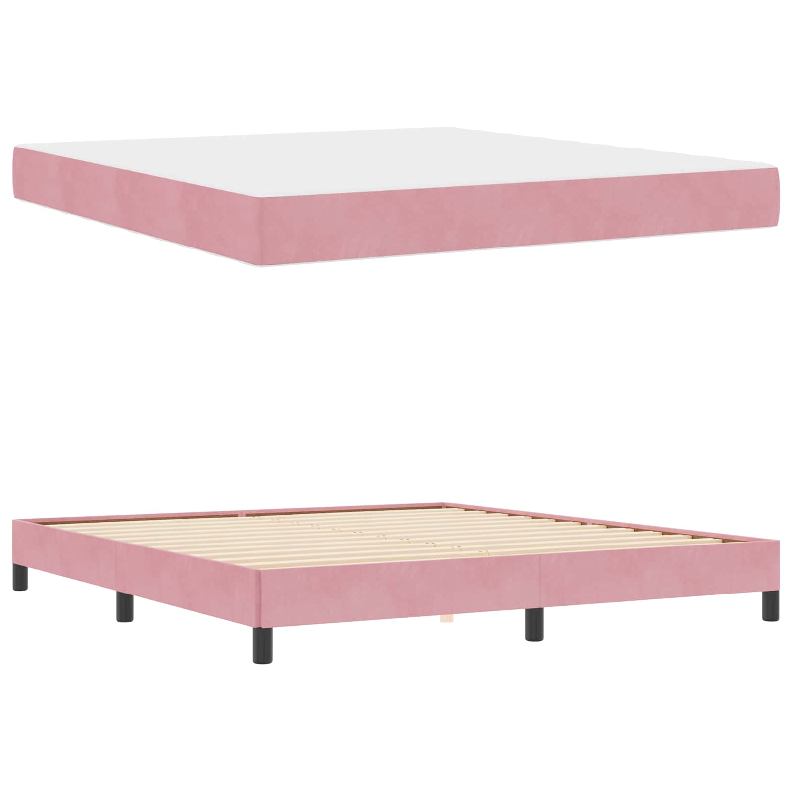 Lit à ressorts avec matelas Rose 180 x 200 cm tissu - XIOS