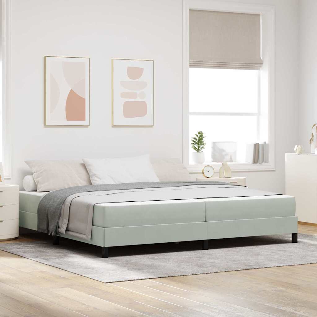 Lit à ressorts avec matelas Gris clair 200 x 200 cm tissu - XIOS