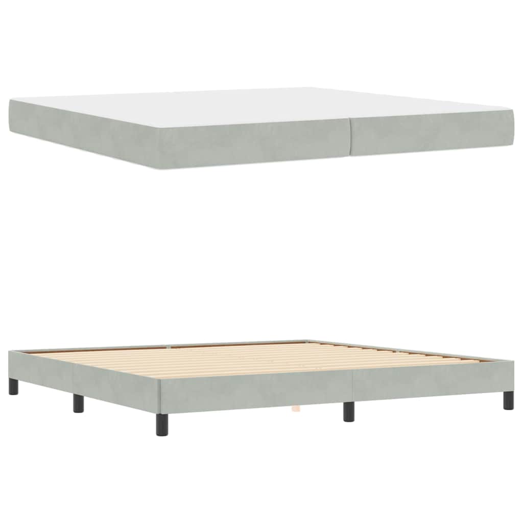 Lit à ressorts avec matelas Gris clair 200 x 200 cm tissu - XIOS