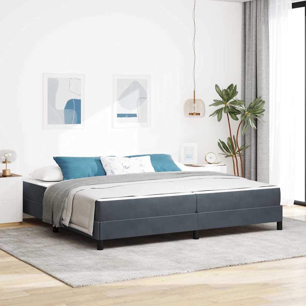 Lit à ressorts avec matelas Gris foncé 200 x 200 cm tissu