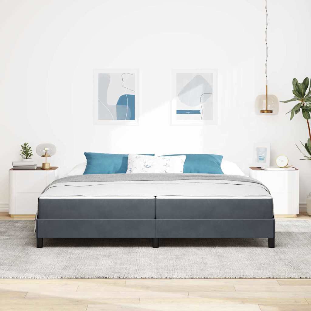 Lit à ressorts avec matelas Gris foncé 200 x 200 cm tissu