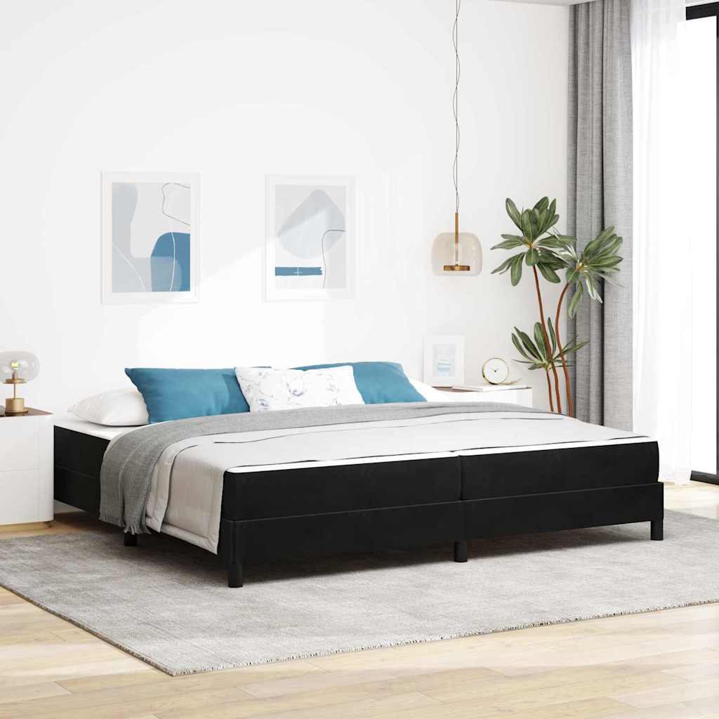 Lit à ressorts avec matelas Noir 200 x 200 cm tissu - XIOS