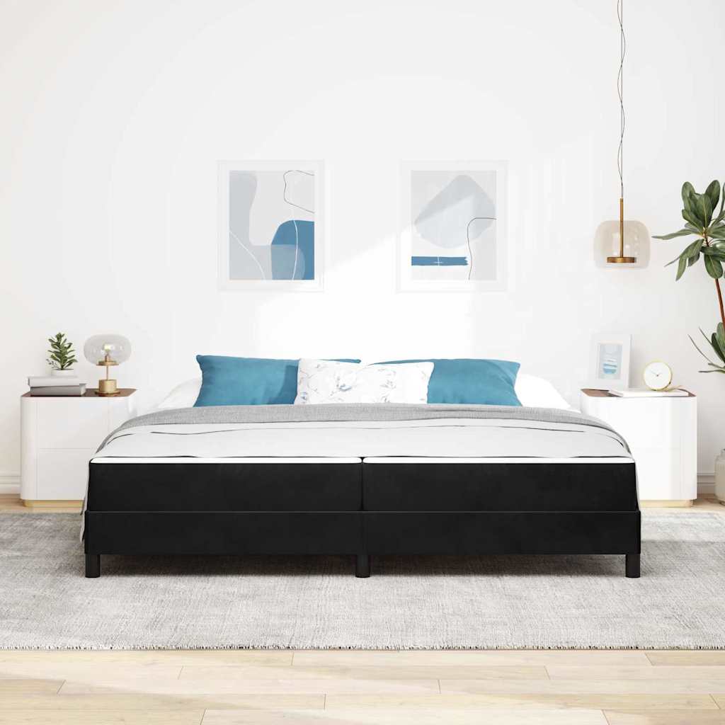 Lit à ressorts avec matelas Noir 200 x 200 cm tissu - XIOS