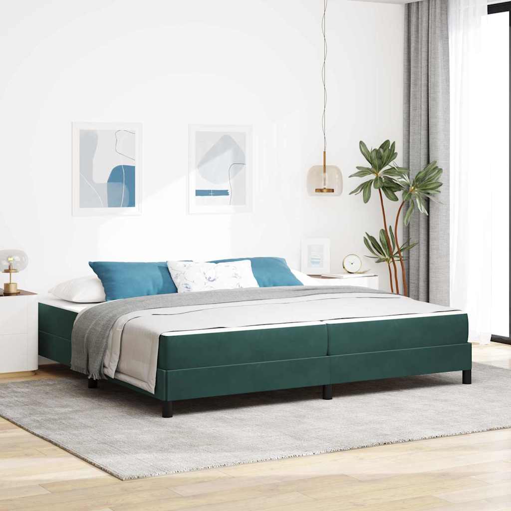 Lit à ressorts avec matelas Vert foncé 200 x 200 cm tissu - XIOS