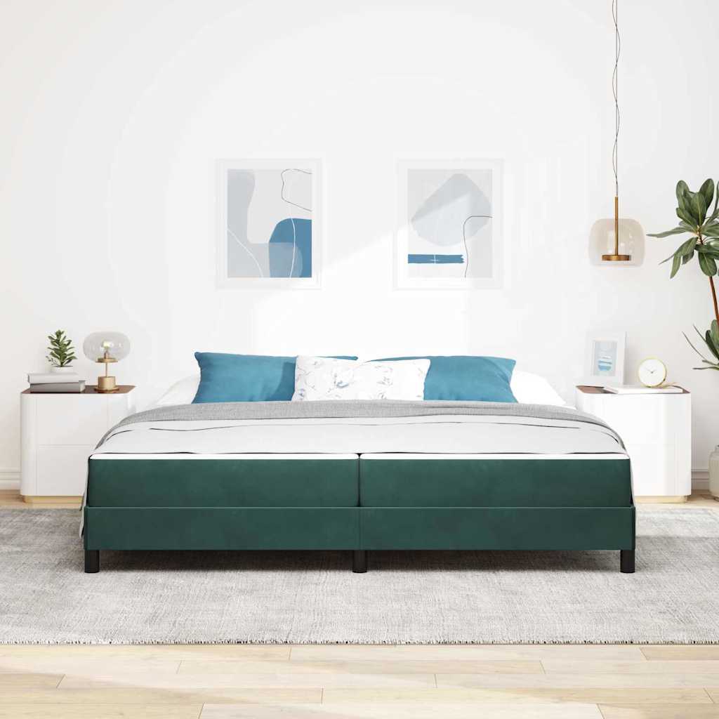 Lit à ressorts avec matelas Vert foncé 200 x 200 cm tissu - XIOS