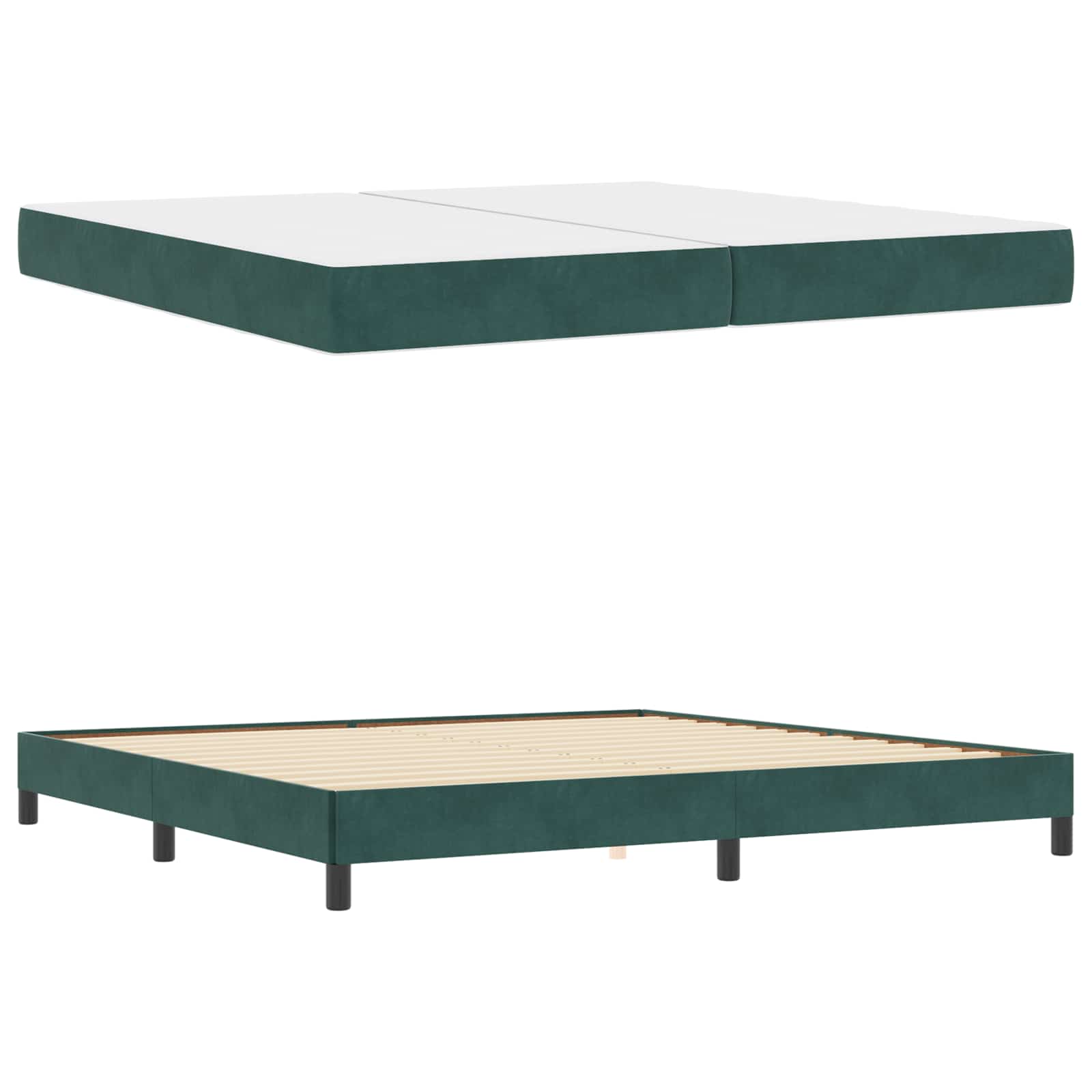 Lit à ressorts avec matelas Vert foncé 200 x 200 cm tissu - XIOS