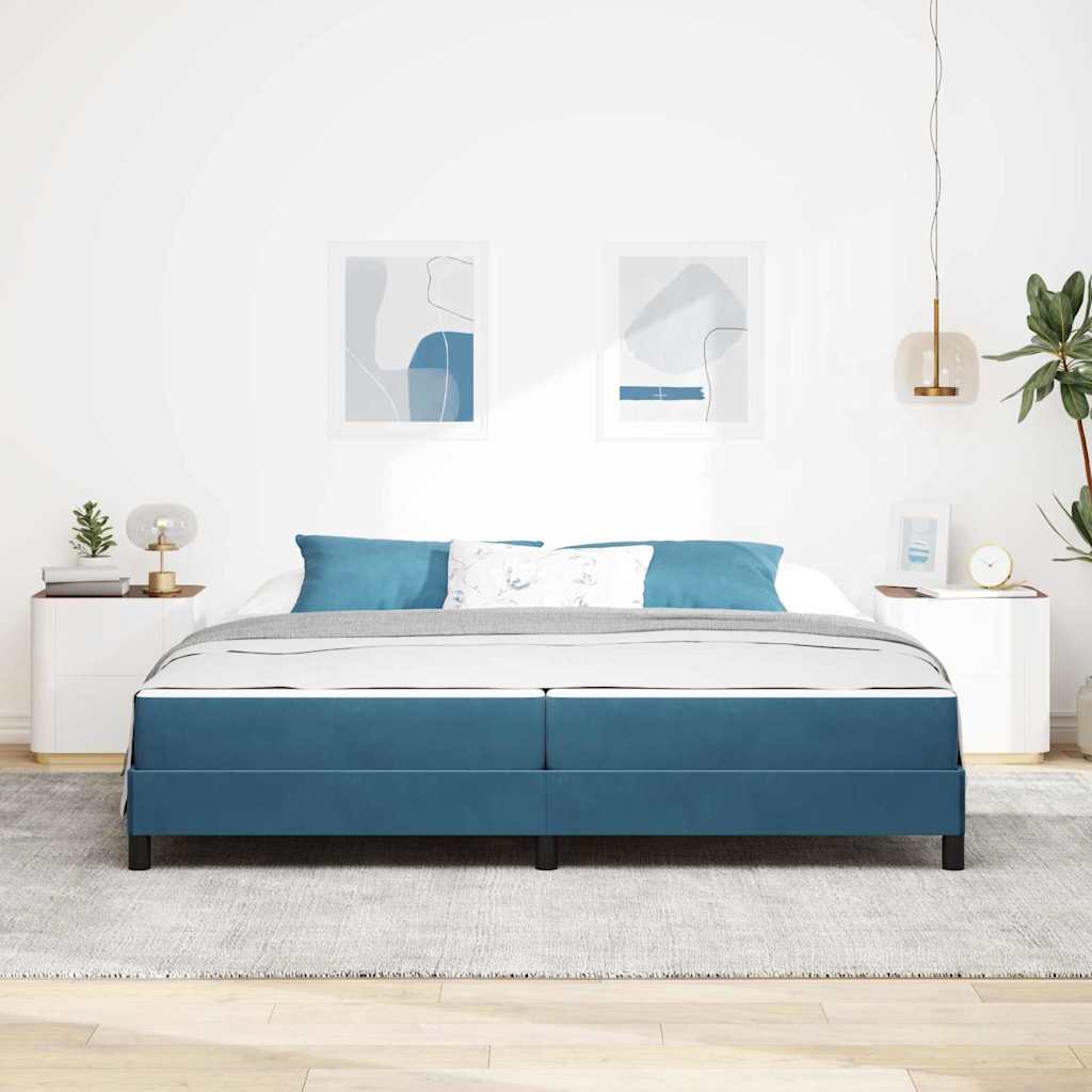 Lit à ressorts avec matelas Bleu foncé 200 x 200 cm tissu - XIOS