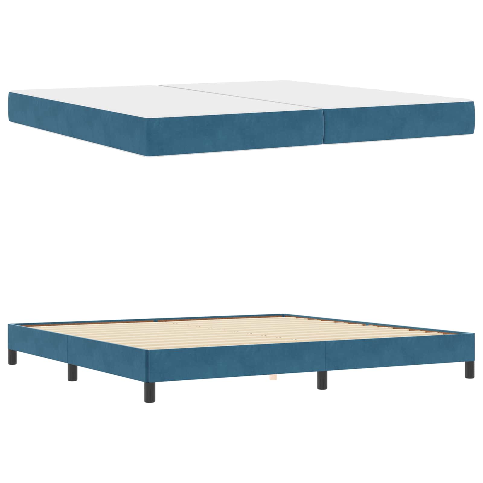 Lit à ressorts avec matelas Bleu foncé 200 x 200 cm tissu - XIOS