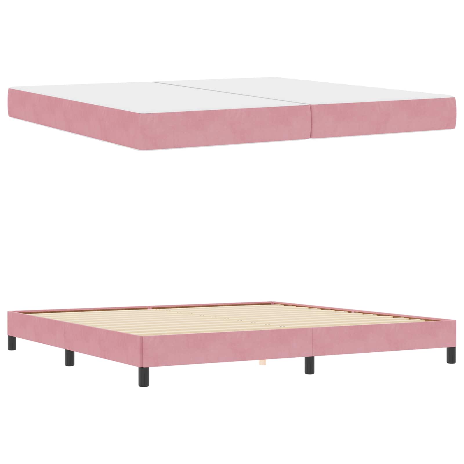 Lit à ressorts avec matelas Rose 200 x 200 cm tissu - XIOS