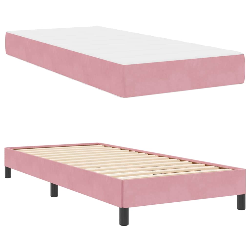 Lit à ressorts avec matelas Rose 90 x 210 cm tissu - XIOS