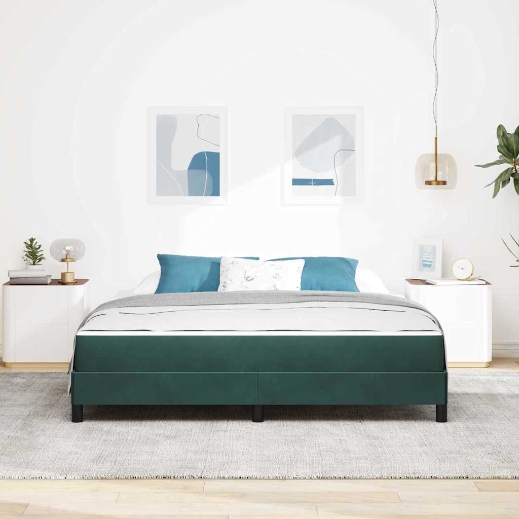 Lit à ressorts avec matelas Vert foncé 180 x 210 cm tissu - XIOS