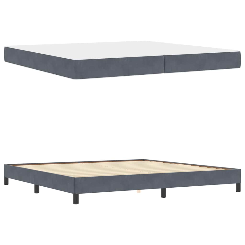 Lit à ressorts avec matelas Gris foncé 200 x 210 cm tissu - XIOS