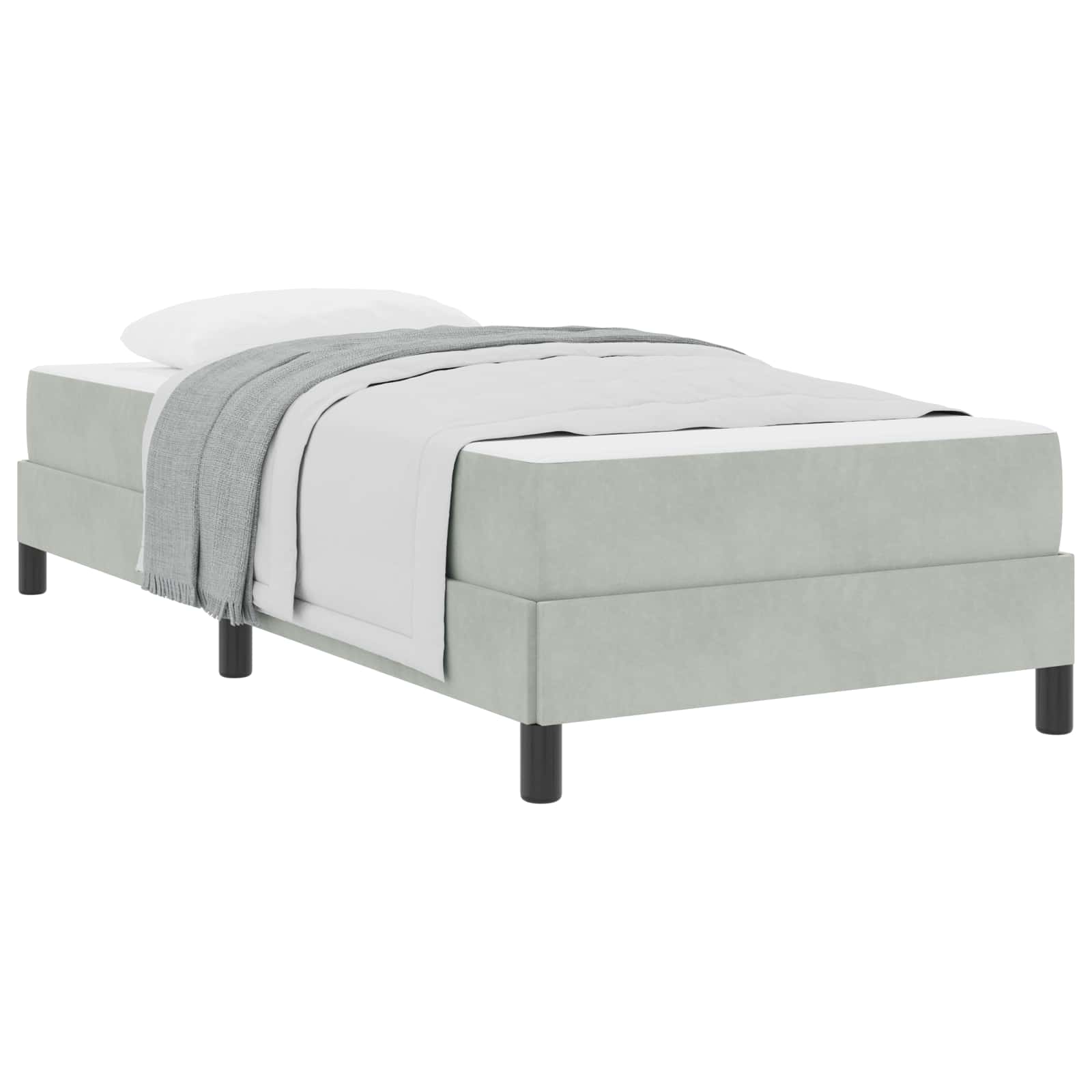 Lit à ressorts avec matelas Gris clair 80 x 220 cm tissu - XIOS