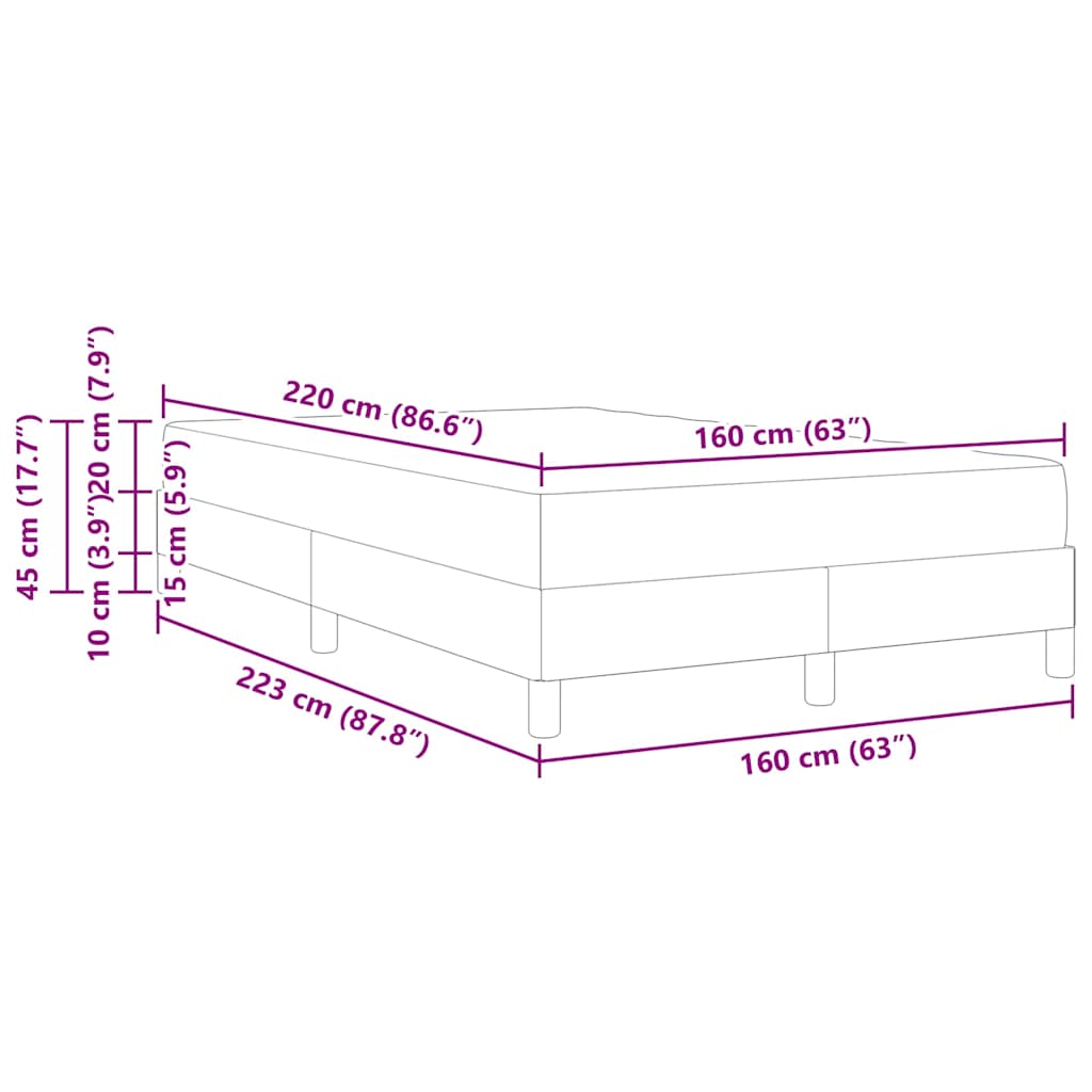 Lit à ressorts avec matelas Rose 160 x 220 cm tissu - XIOS