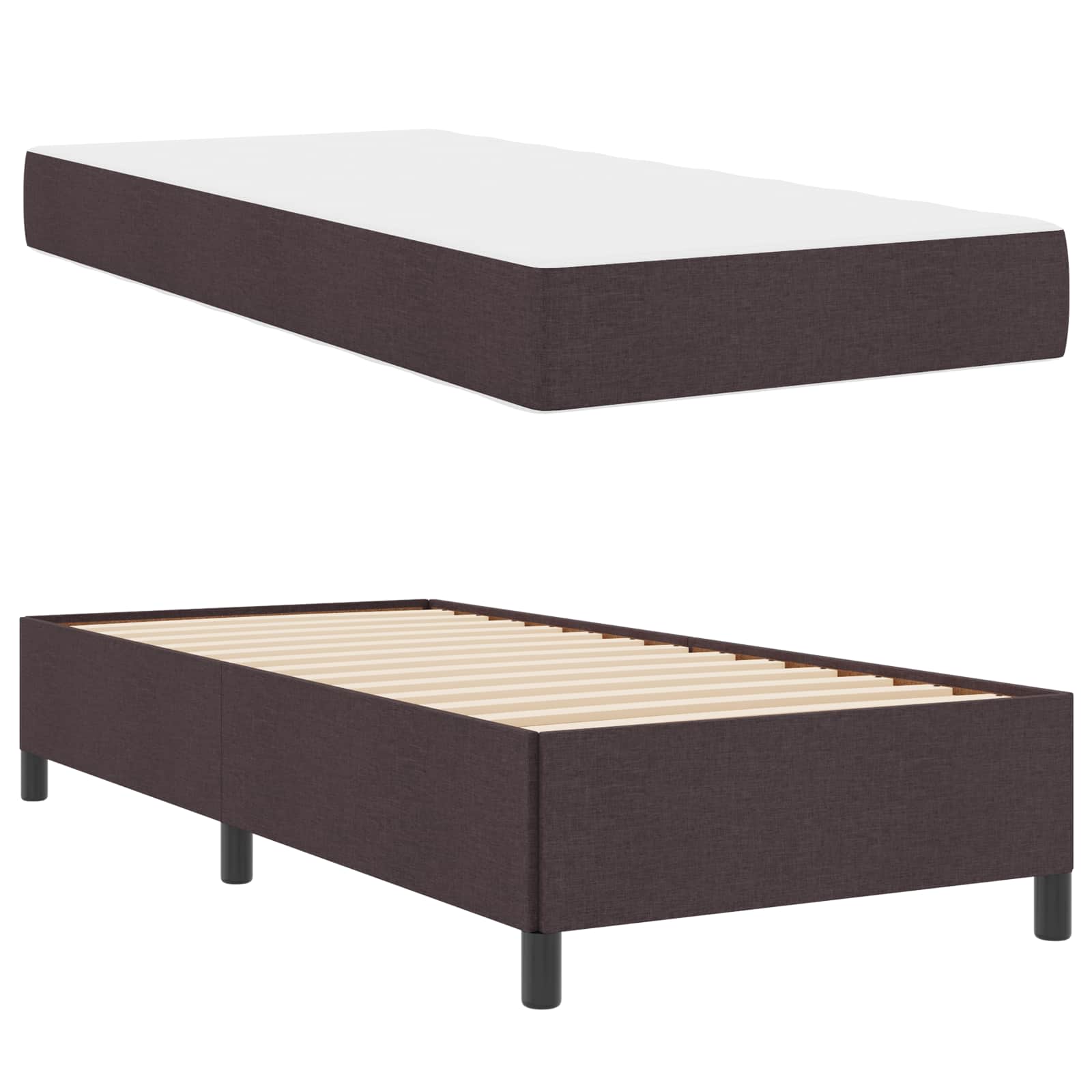 Lit à ressorts Marron foncé 80 x 200 cm tissu - XIOS