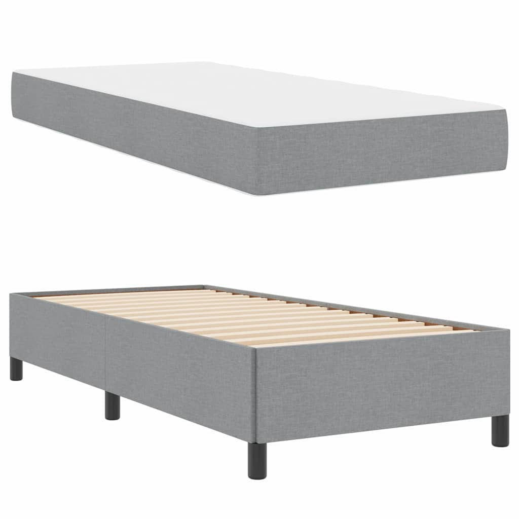 Lit à ressorts avec matelas Gris clair 90 x 190 cm tissu - XIOS