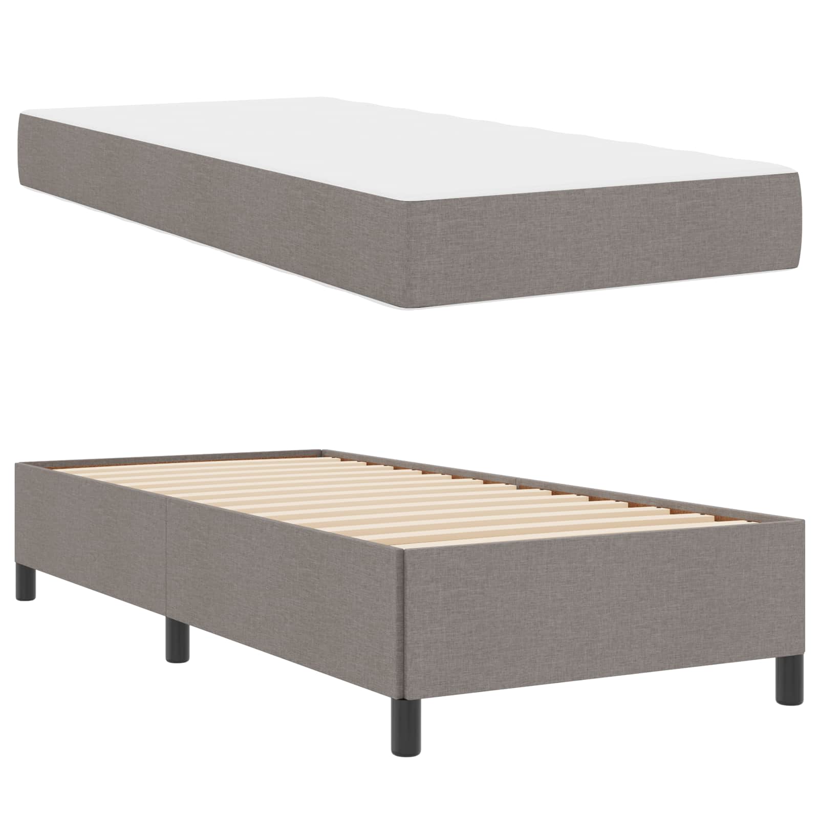 Lit à ressorts Taupe 90 x 200 cm tissu - XIOS