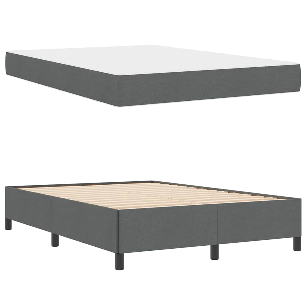 Lit à ressorts avec matelas Gris foncé 140 x 190 cm tissu - XIOS