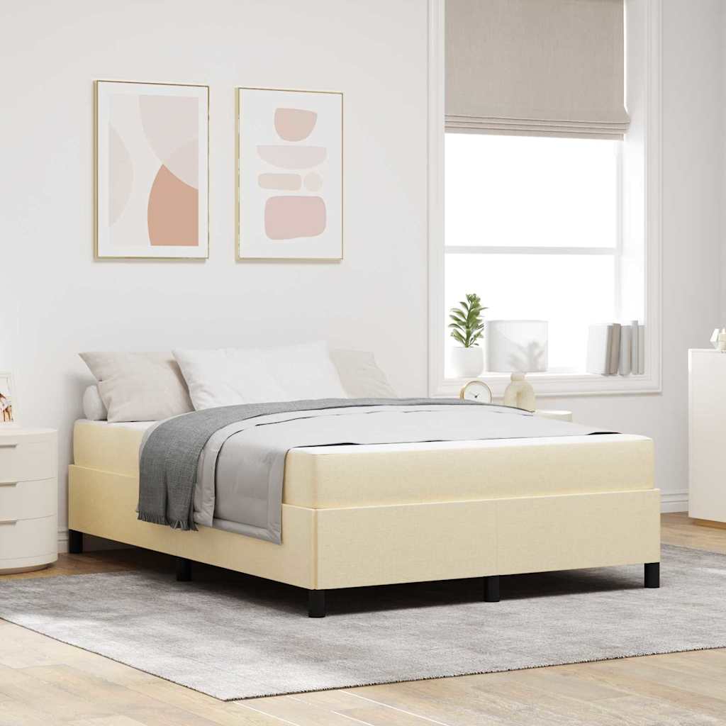 Lit à ressorts avec matelas Crème 140 x 190 cm tissu - XIOS