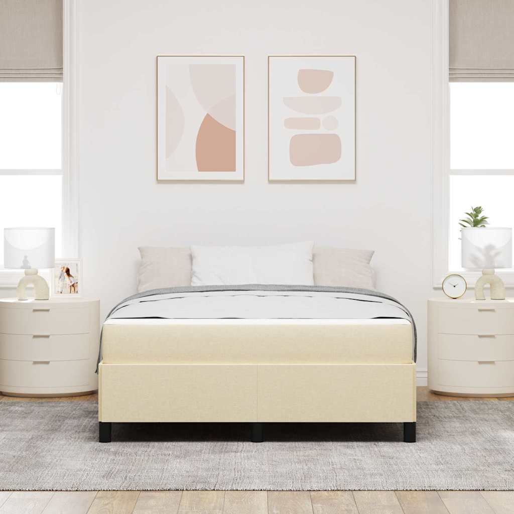 Lit à ressorts avec matelas Crème 140 x 190 cm tissu - XIOS