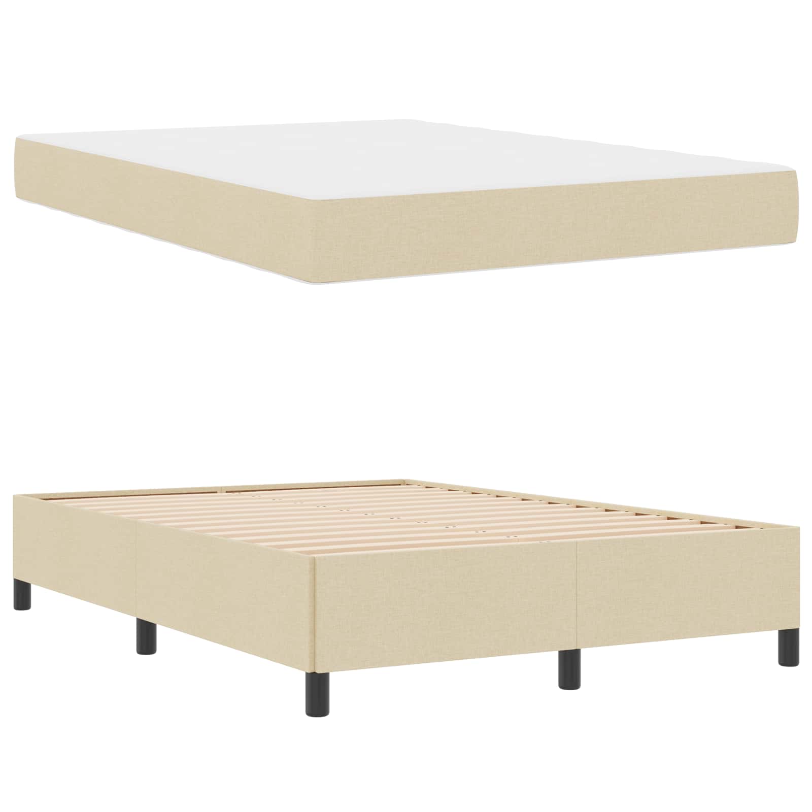 Lit à ressorts avec matelas Crème 140 x 190 cm tissu - XIOS