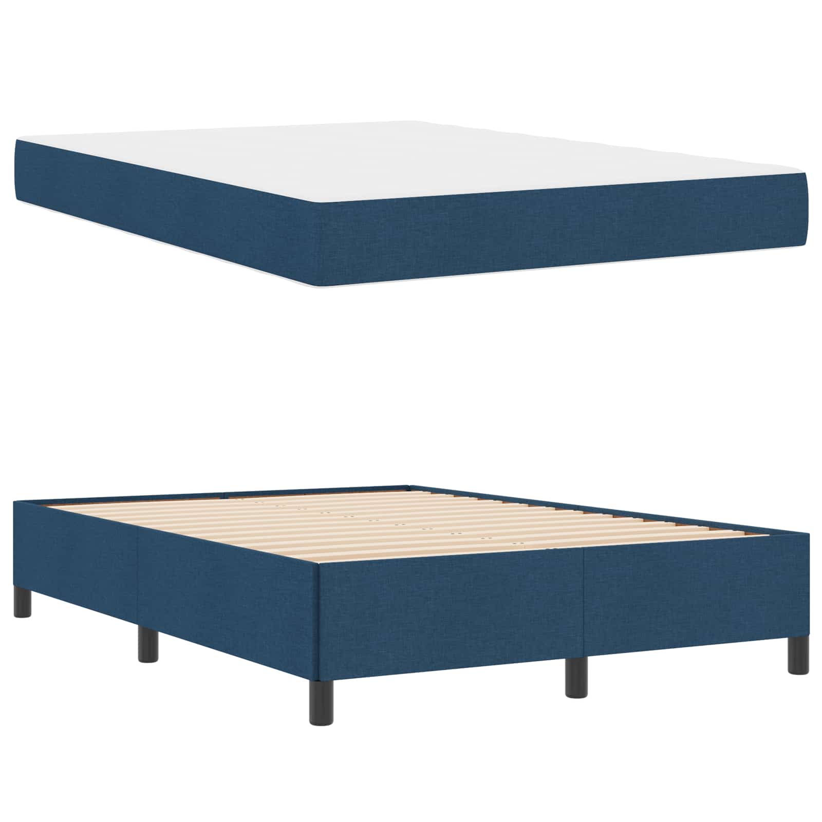 Lit à ressorts avec matelas Bleu 140 x 190 cm tissu - XIOS