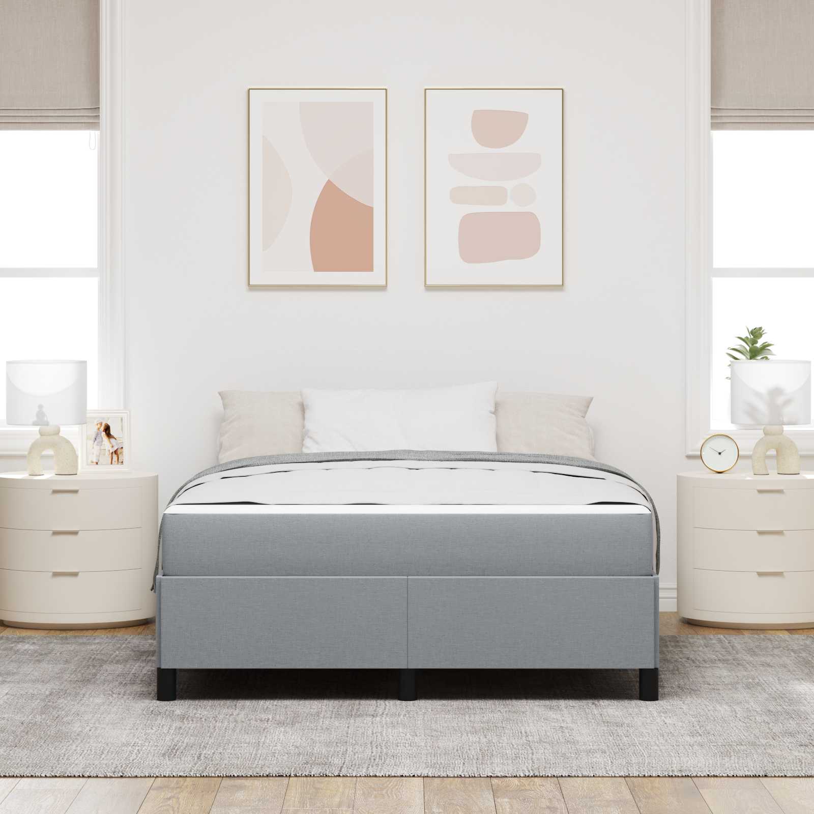Lit à ressorts Gris clair 140 x 200 cm tissu - XIOS
