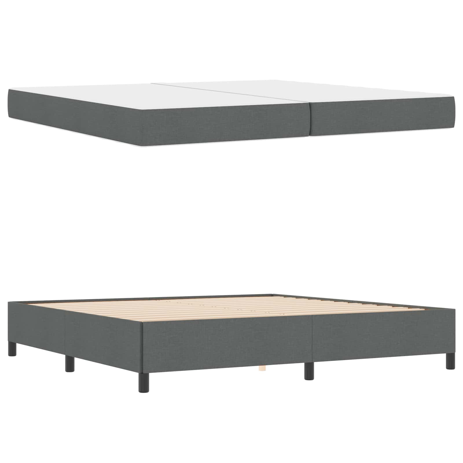 Lit à ressorts avec matelas Gris foncé 200 x 200 cm tissu - XIOS