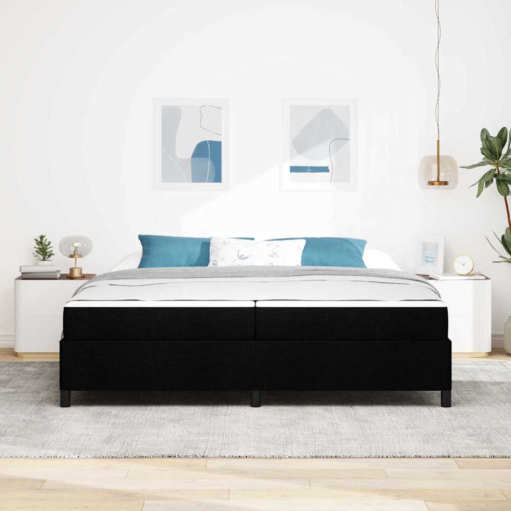 Lit à ressorts avec matelas Noir 200 x 200 cm tissu - XIOS