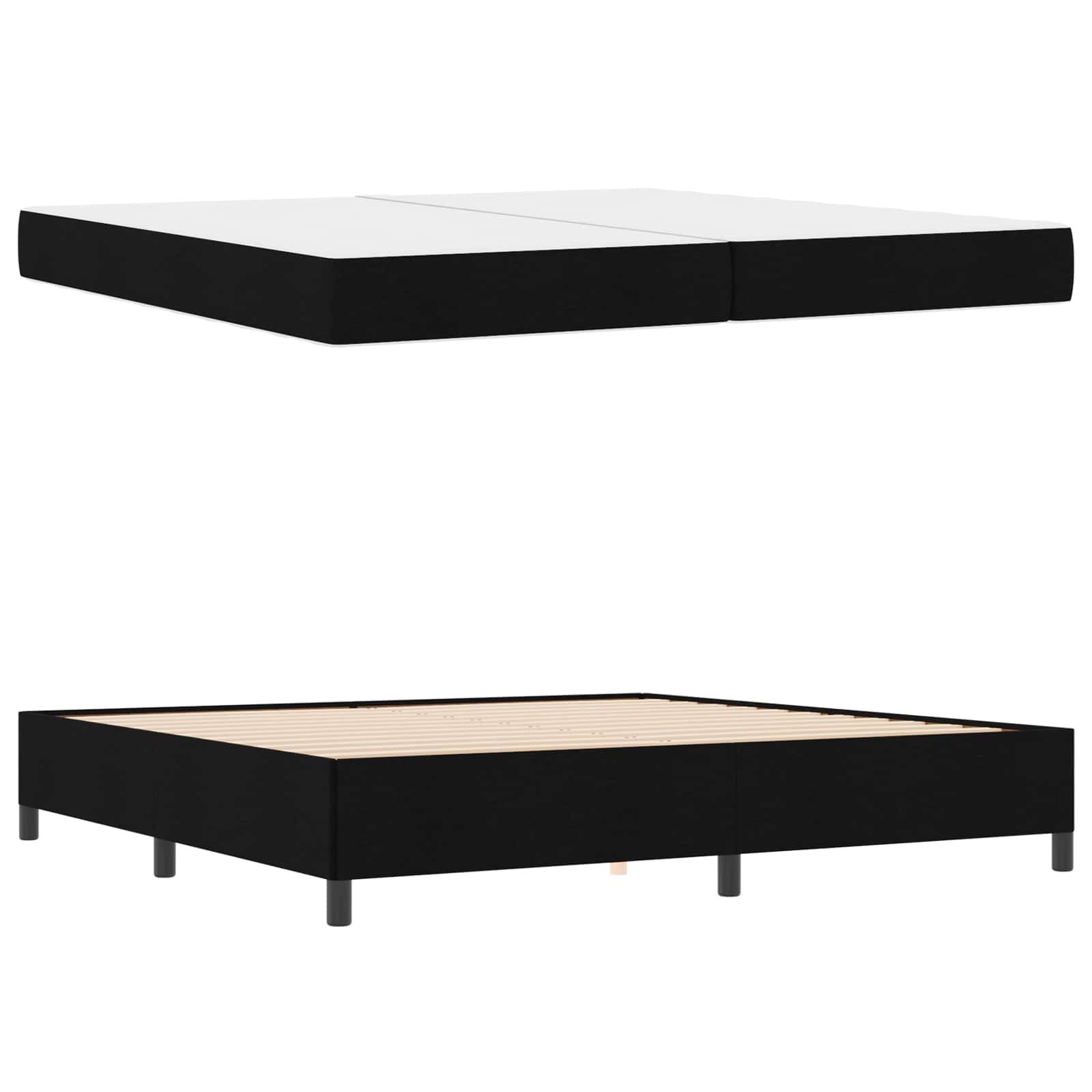 Lit à ressorts avec matelas Noir 200 x 200 cm tissu - XIOS