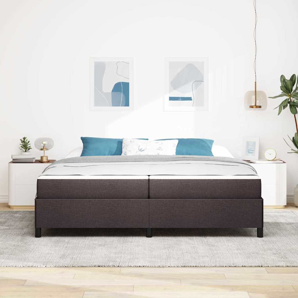 Lit à ressorts avec matelas Marron foncé 200 x 200 cm tissu - XIOS