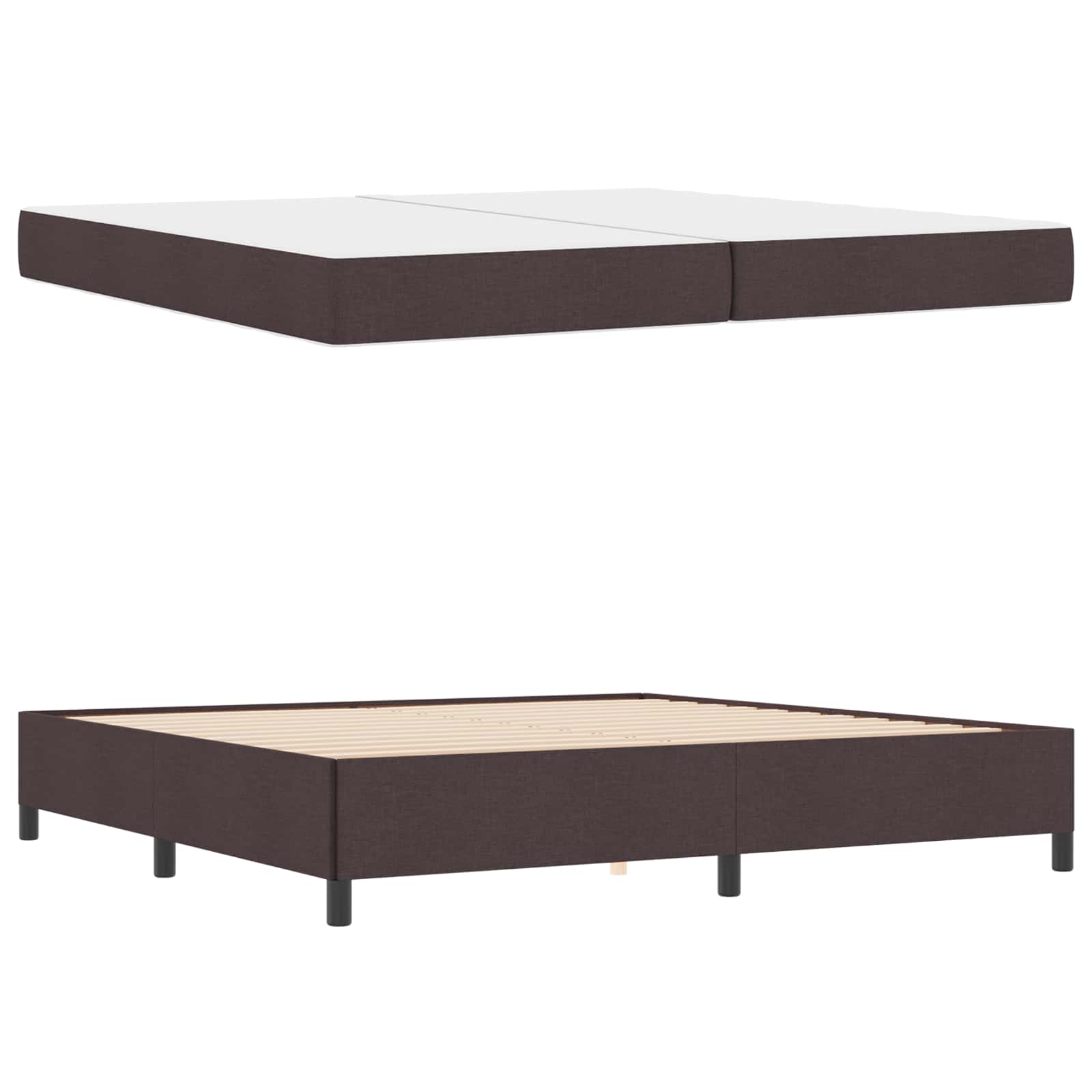 Lit à ressorts avec matelas Marron foncé 200 x 200 cm tissu - XIOS