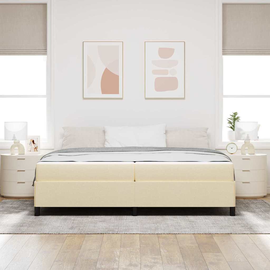 Lit à ressorts avec matelas Crème 200 x 200 cm tissu - XIOS