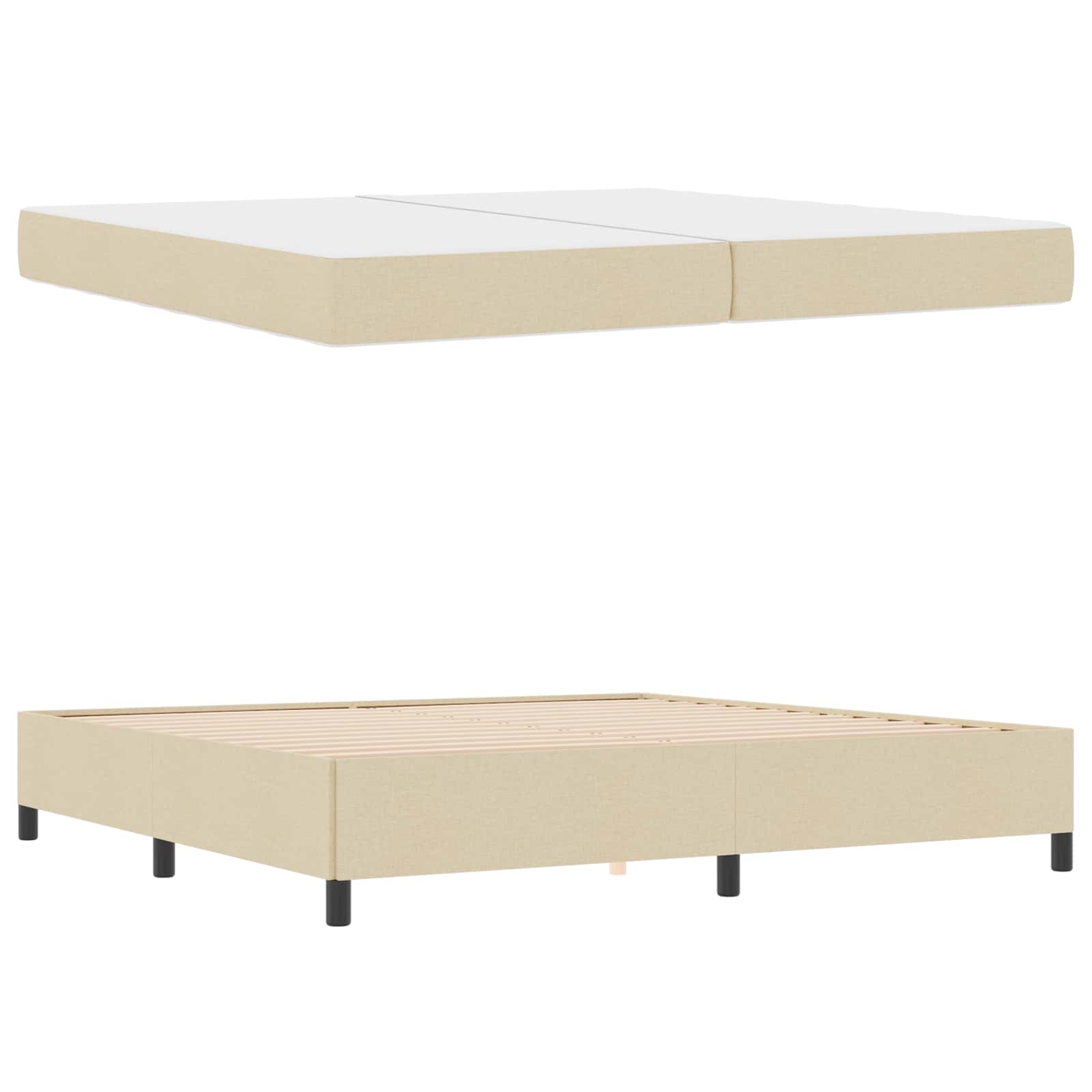 Lit à ressorts avec matelas Crème 200 x 200 cm tissu - XIOS