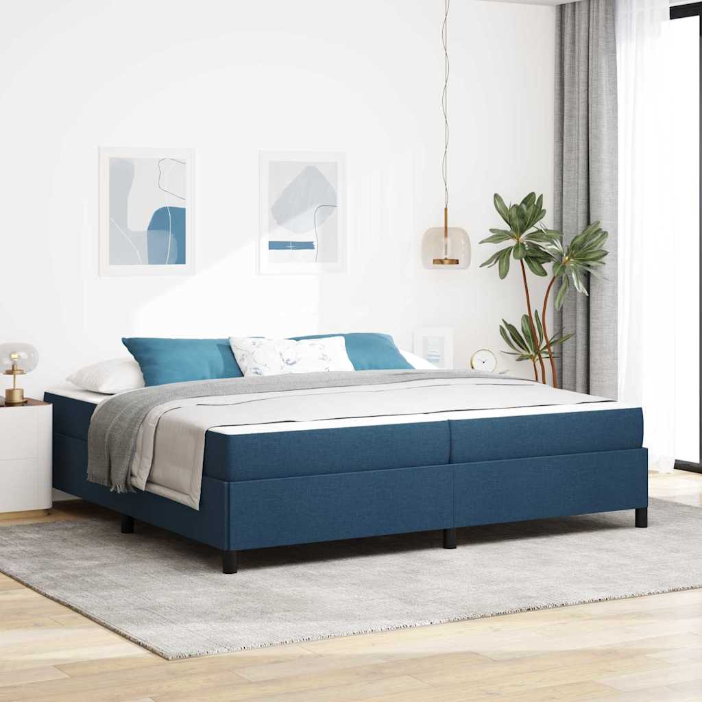 Lit à ressorts avec matelas Bleu 200 x 200 cm tissu - XIOS