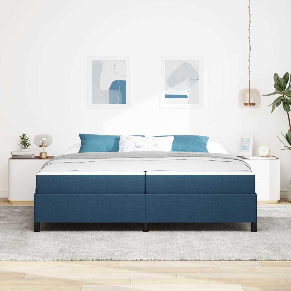 Lit à ressorts avec matelas Bleu 200 x 200 cm tissu - XIOS