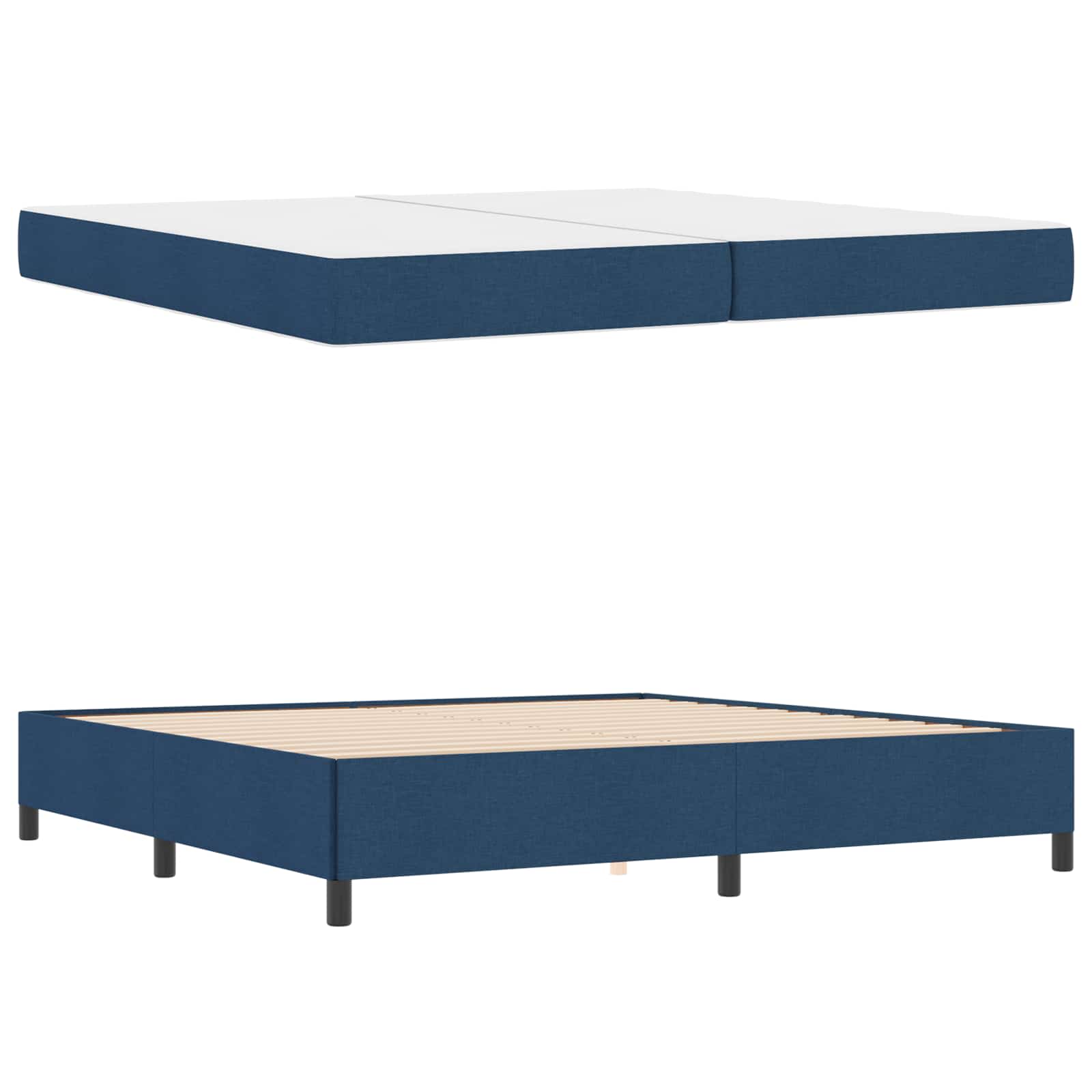 Lit à ressorts avec matelas Bleu 200 x 200 cm tissu - XIOS