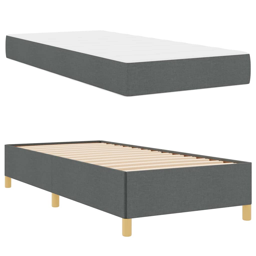Cadre de lit avec matelas Gris foncé 80 x 200 cm tissu - XIOS