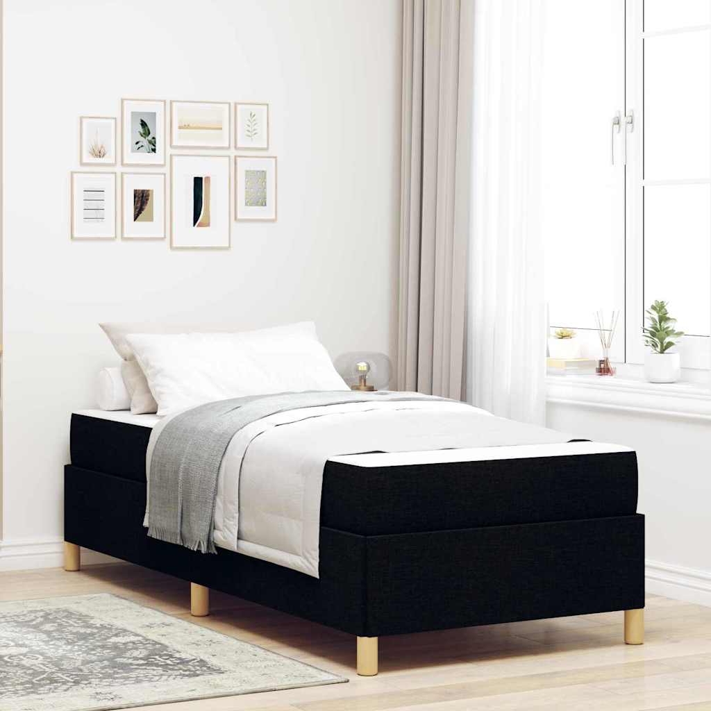 Cadre de lit avec matelas Noir 80 x 200 cm tissu - XIOS