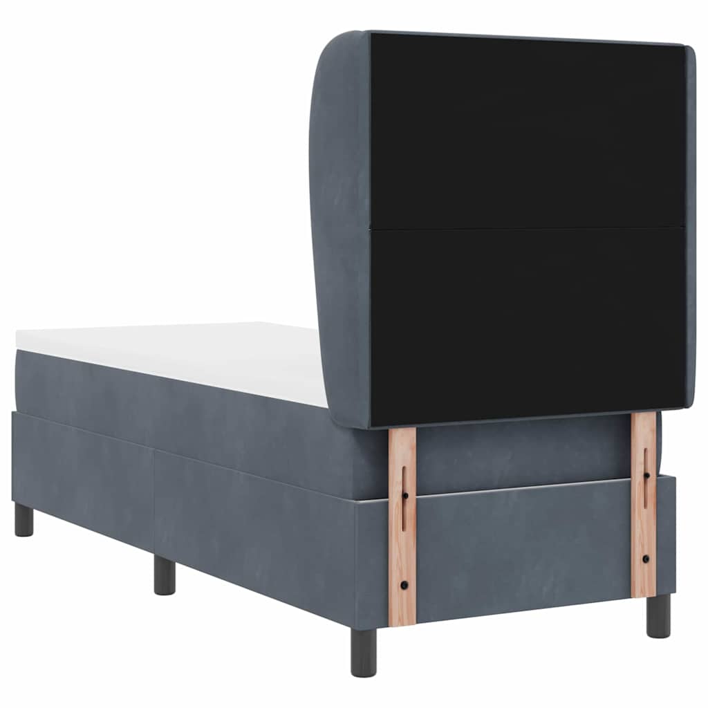 Lit à ressorts avec tête de lit Gris foncé 200 x 80 cm Velours